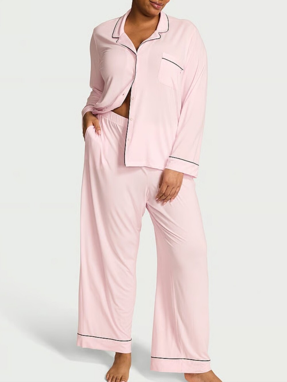 Victoria's Secret SoSoft  Modal Long Pajama Set Sz Small Angel Pink NWT - Picture 2 of 8